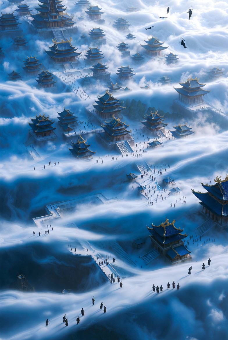 古风奇幻3D山门群提示词 2